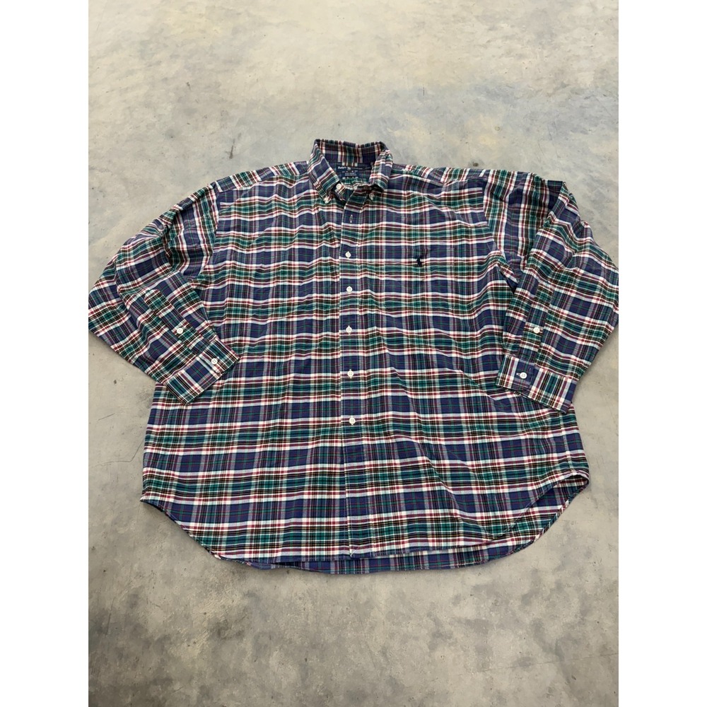 Vintage Polo Ralph Lauren The Big Shirt Mens XL Multicolor Plaid Button Front